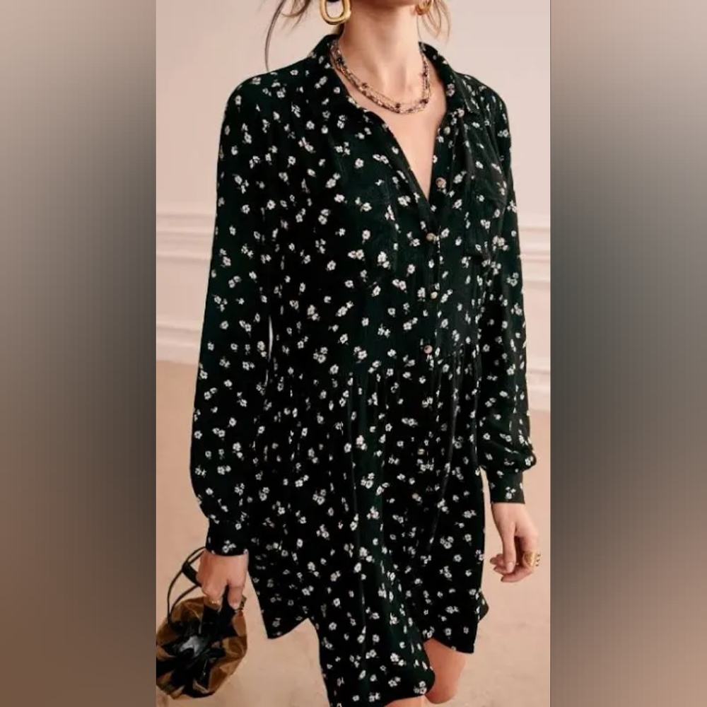 Sezane Black Floral Long Sleeve Dress - Picture 2 of 5